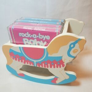 Great American Audio Vintage Rock A Bye Baby Cassettes (4) & Rocking Horse Caddy